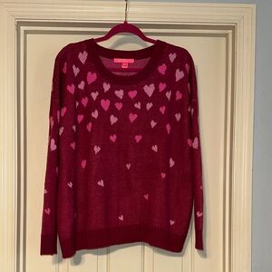 BNWT Lilly Pulitzer Maroon and Pink Heart Sweater sz XL